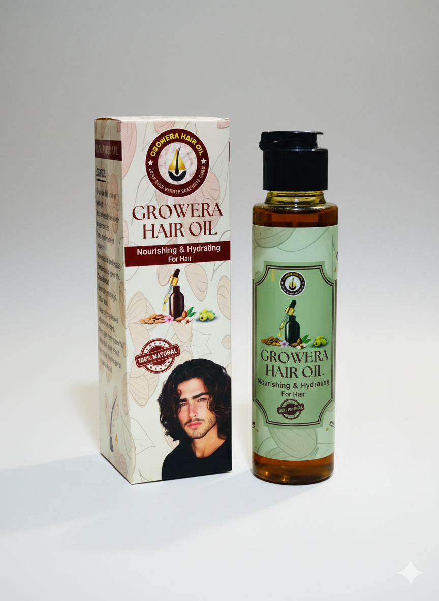 Growera Hair Oil ā 100% Natural Formula for Faster Hair Growth & Strong, Shiny Hair