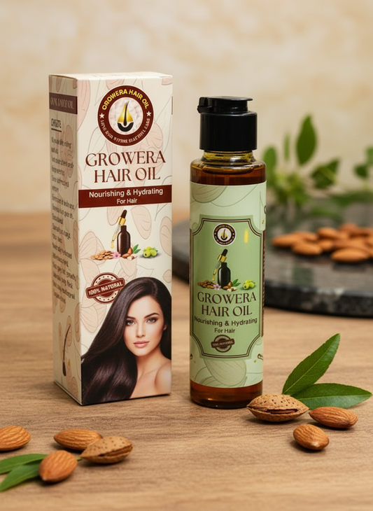 Growera Hair Oil with girl's face on box